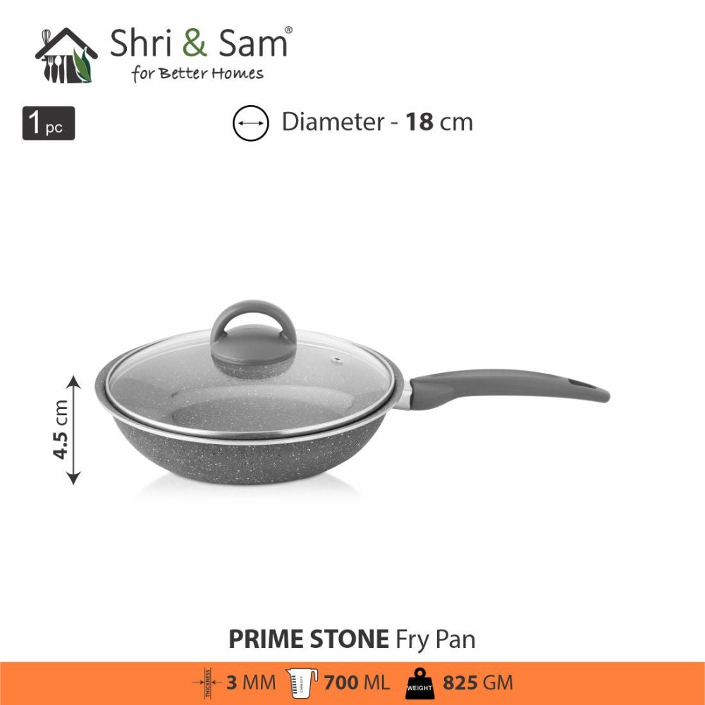 Aluminium Non - Stick Fry Pan with Glass Lid Primestone