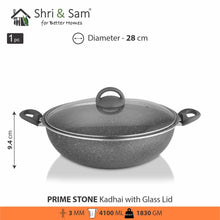 Aluminium Non - Stick Kadhai with Glass Lid Primestone