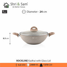 Aluminium Non - Stick Kadhai with Glass Lid Rockline