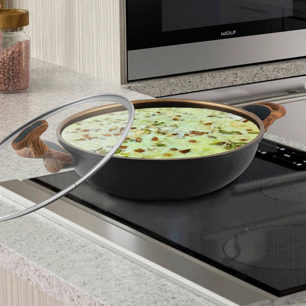 JAGDAMBA CUTLERY LIMITED Cookware Kadhai with Glass Lid - Eliza