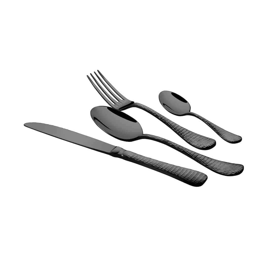 Jagdamba Cutlery Pvt Ltd. Cutlery 24 PCS Titanium Cutlery Set with PVD Coating - New Rosemary Hammered