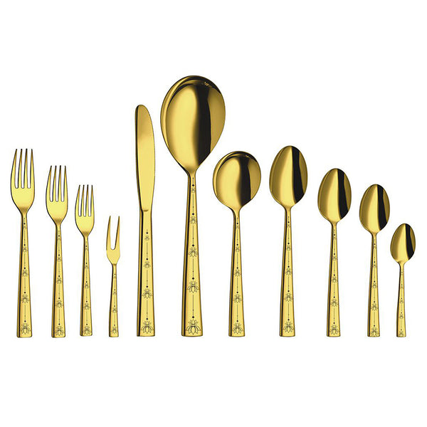 Stainless Steel Cutlery with Gold PVD Coating & Laser Lotus Plain