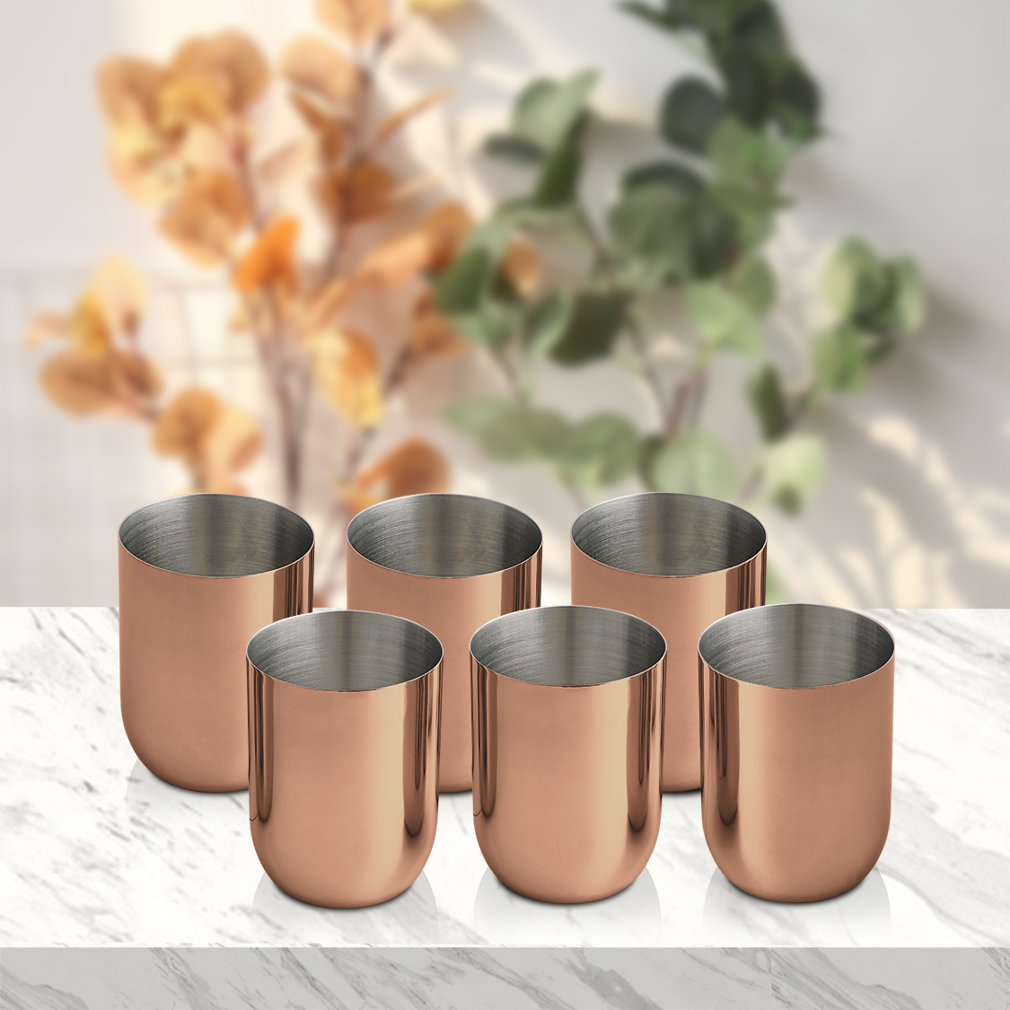 Stainless Steel 6 PCS Glass with Rose Gold PVD Coating Majestic