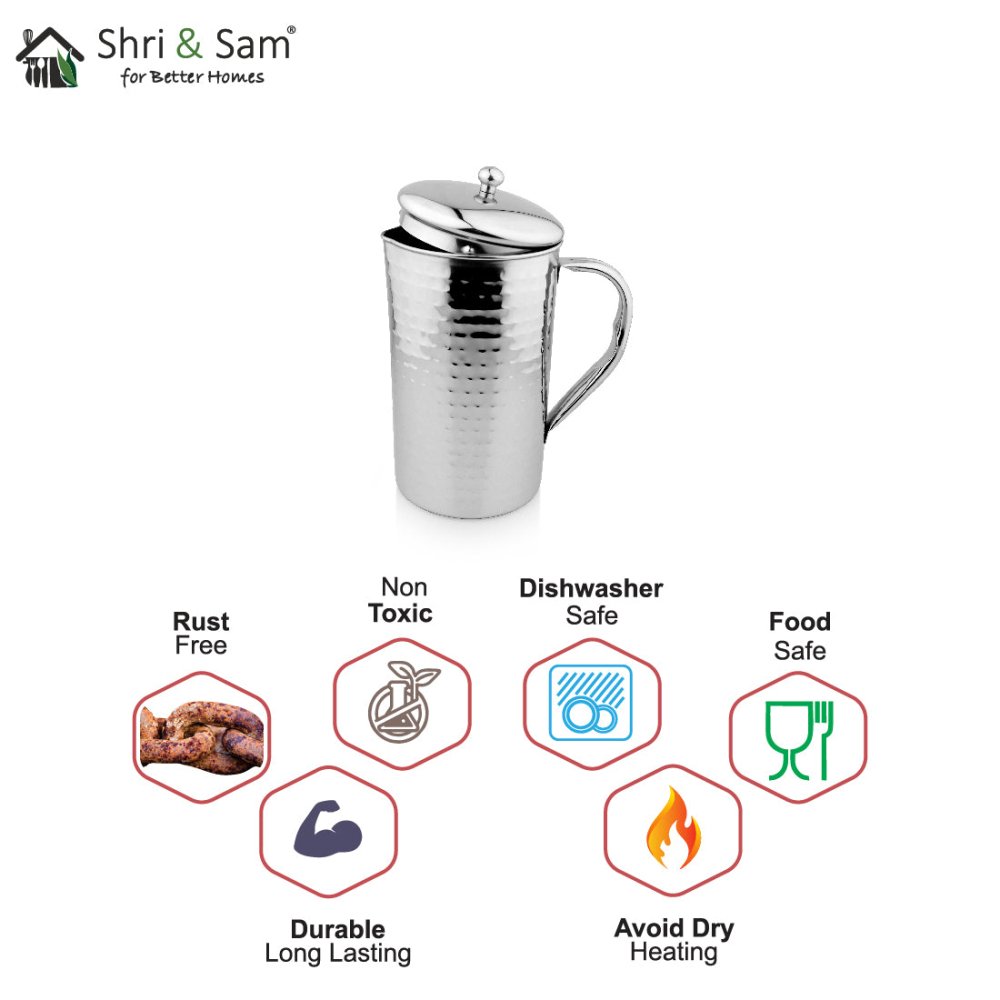 Stainless Steel 1700 ML Hammered Jug Impression