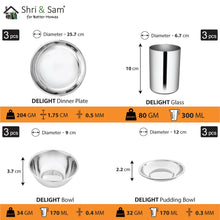 Stainless Steel 18 PCS Dinner set (3 People) Delight