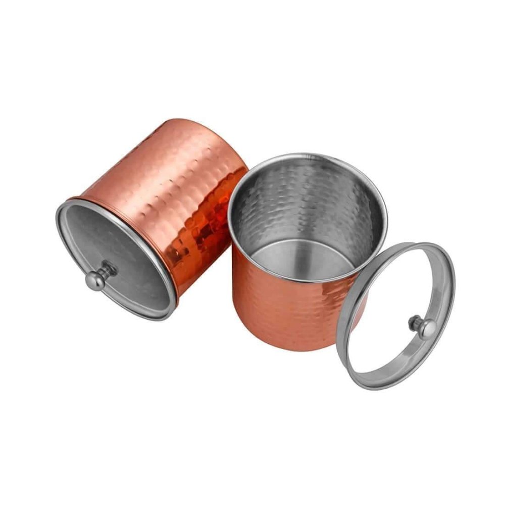 Stainless Steel 2 PCS 1000 ML Storage Canister with Air Tight Glass Lid Cantera