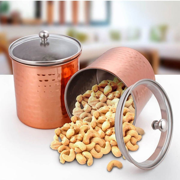 Stainless Steel 2 PCS 1000 ML Storage Canister with Air Tight Glass Lid Cantera