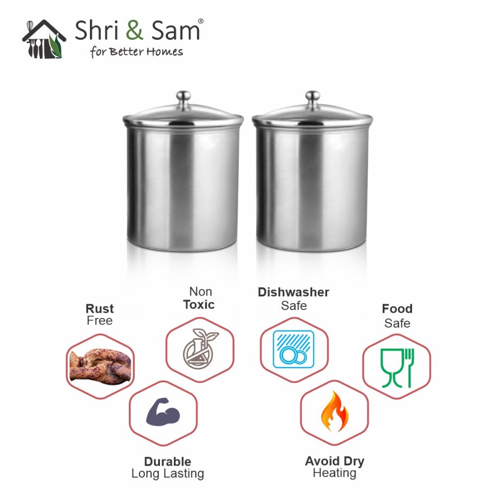 Stainless Steel 2 PCS 700 ML Storage Canister with Air Tight Glass Lid Candy