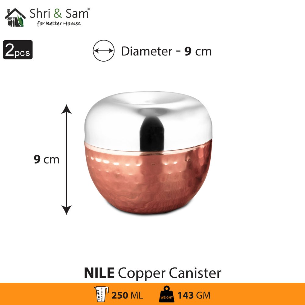 Stainless Steel 2 PCS Hammered Copper Canister Set Nile