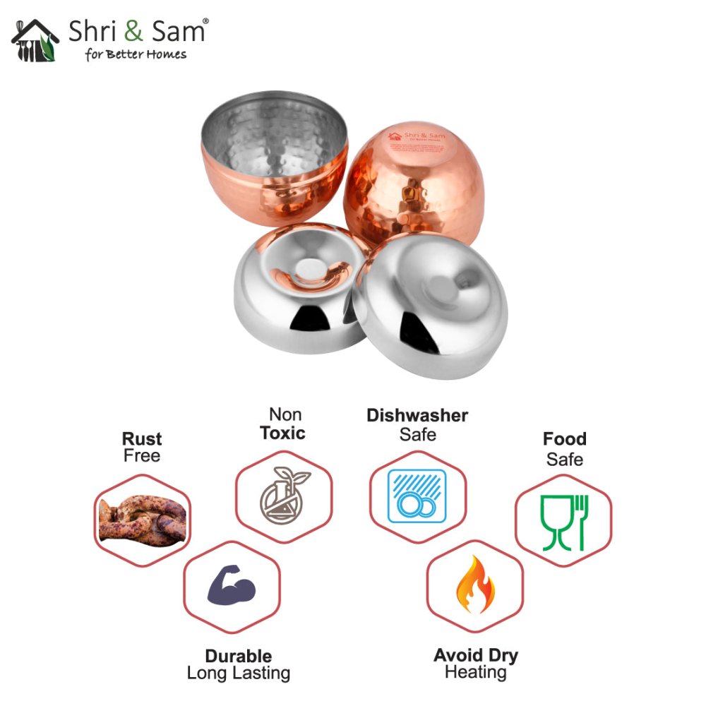 Stainless Steel 2 PCS Hammered Copper Canister Set Nile