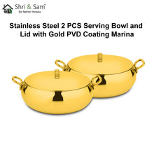 Stainless Steel 2 PCS Serving Bowl and Lid with Gold PVD Coating Marina