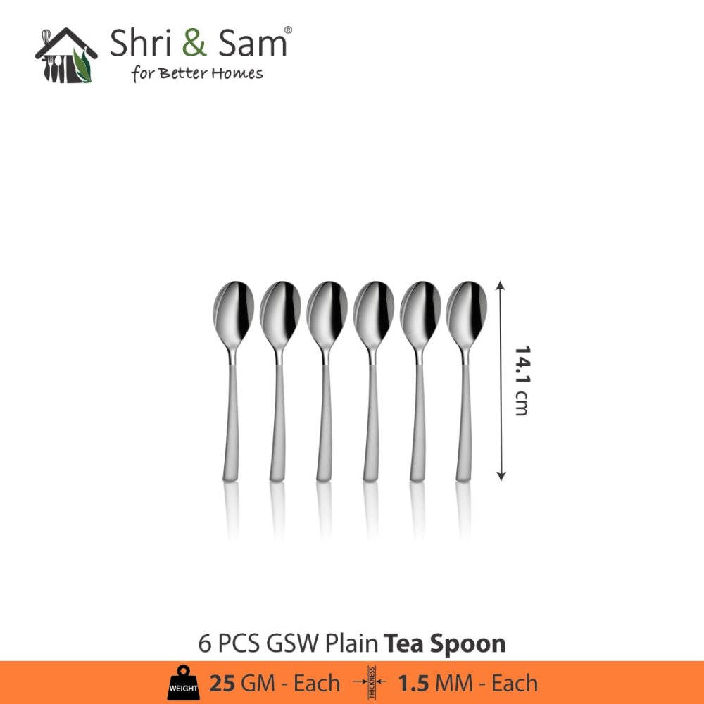 Stainless Steel 24 PCS Cutlery Set (6 Pcs Tea Spoon, 6 Pcs Dessert Spoon, 6 Pcs Dessert Fork and 6 Pcs Dessert Knife) with Leather Box GSW Plain