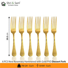 Stainless Steel 24 PCS Cutlery Set with Gold PVD Coating New Rosemary Hammered