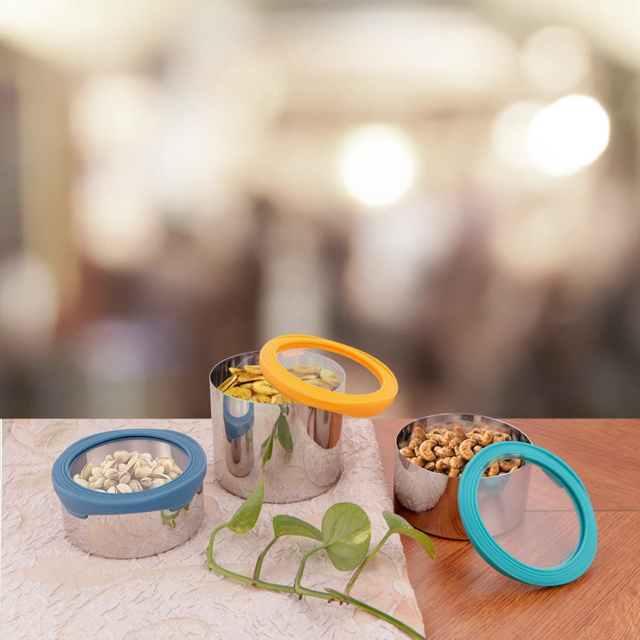 Stainless Steel 3 PCS Canister with Air Tight Lid Lock N Roll