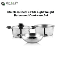 Stainless Steel 3 PCS Light Weight Hammered Cookware Set