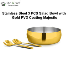Stainless Steel 3 PCS Salad Bowl with Gold PVD Coating Majestic