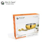 Stainless Steel 3 PCS Salad Bowl with Gold PVD Coating Majestic