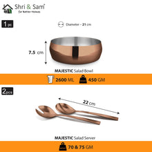 Stainless Steel 3 PCS Salad Bowl with Rose Gold PVD Coating Majestic