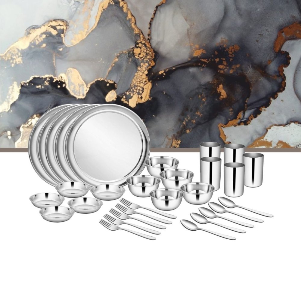 Stainless Steel 30 PCS Dinner Set (6 People) Shagun