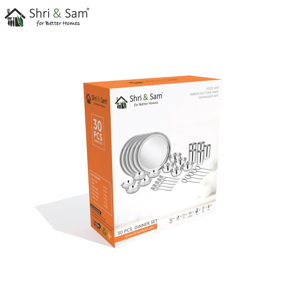 Stainless Steel 30 PCS Dinner Set (6 People) Shagun
