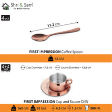 Stainless Steel 4 PCS Double Wall Cup and Saucer with Rose Gold PVD Coating & Laser First Impression