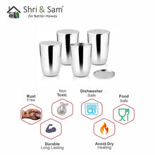 Stainless Steel 4 PCS Glass with SS Lid Impression