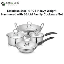 Stainless Steel 4 PCS Heavy Weight Hammered FAMILY Cookware Set with Lid