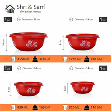 Stainless Steel 4 PCS Microwave Friendly Red Storage Bowl Europa
