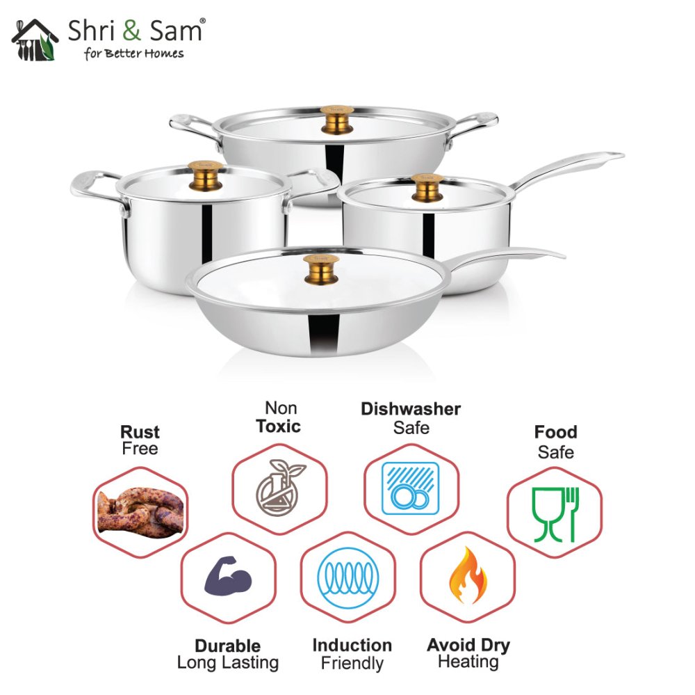 Stainless Steel 4 PCS Triply STARTER Cookware Set Triplica