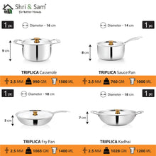 Stainless Steel 4 PCS Triply STARTER Cookware Set Triplica