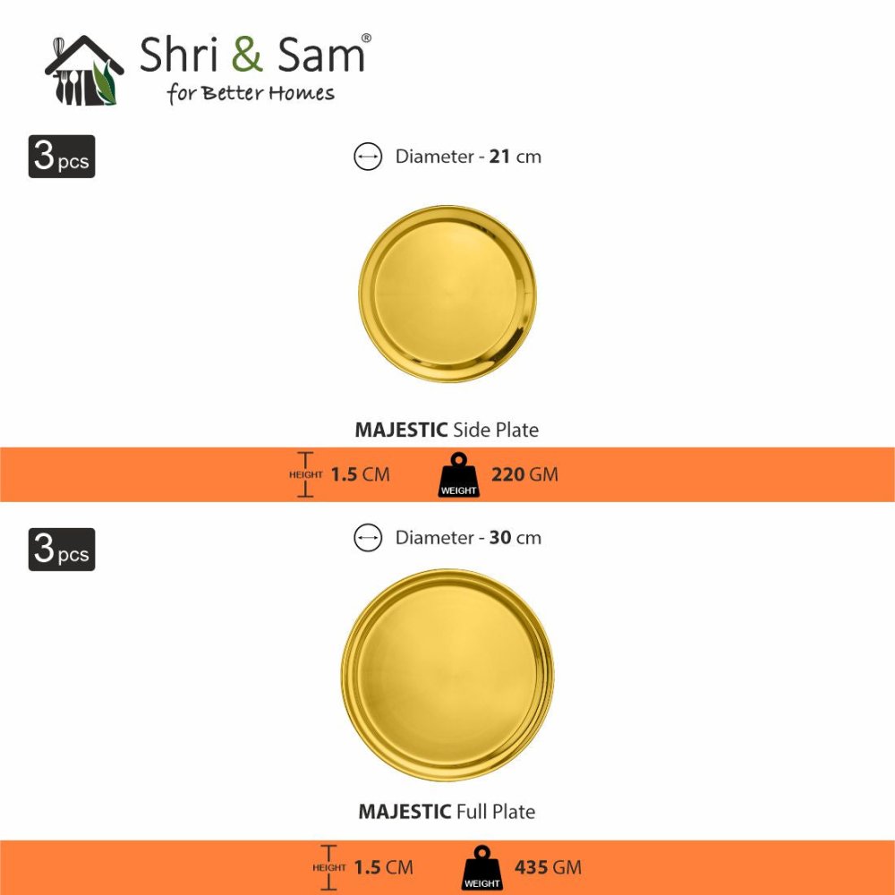 Stainless Steel 42 PCS Dinner Set (3 People) with Gold PVD Coating Majestic