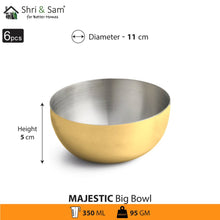 Stainless Steel 6 PCS Big Bowl with Gold PVD Coating Majestic