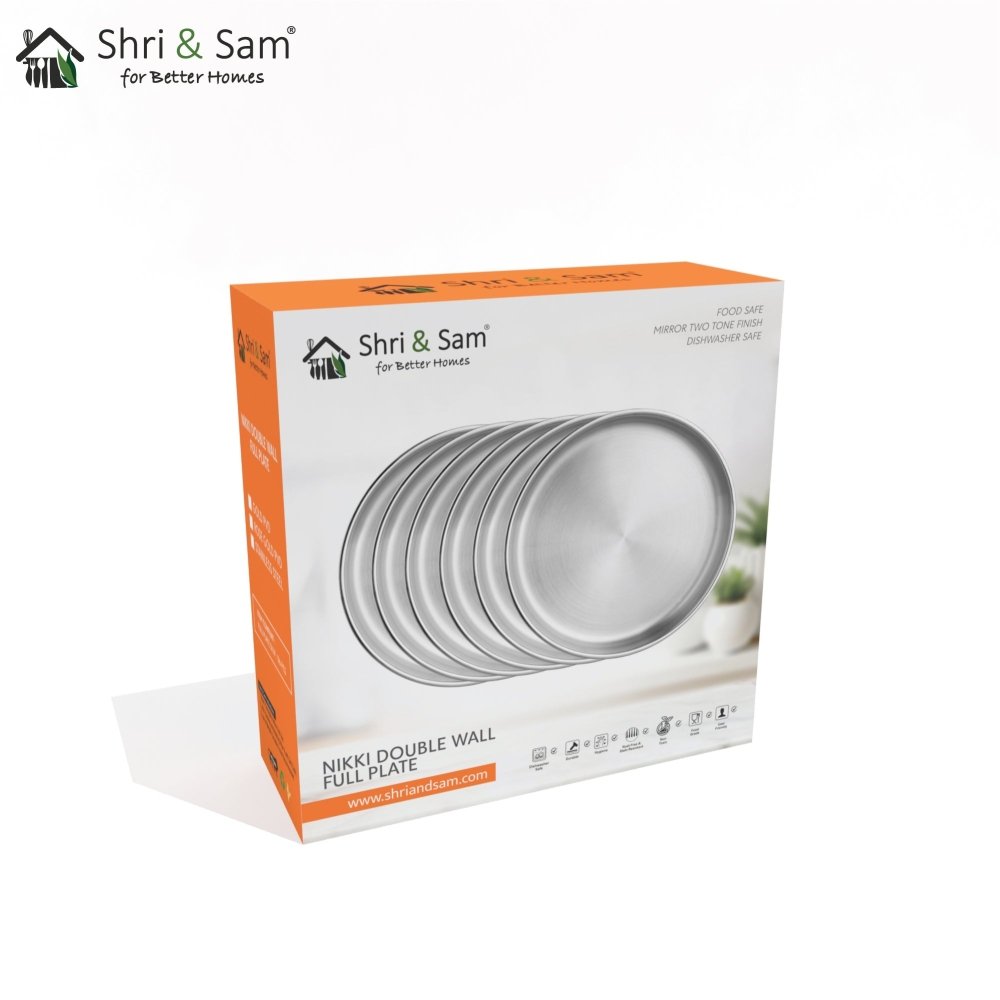 Stainless Steel 6 PCS Double Wall Full Plate Nikki