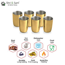 Stainless Steel 6 PCS Double Wall Glass with Gold PVD Coating Nikki