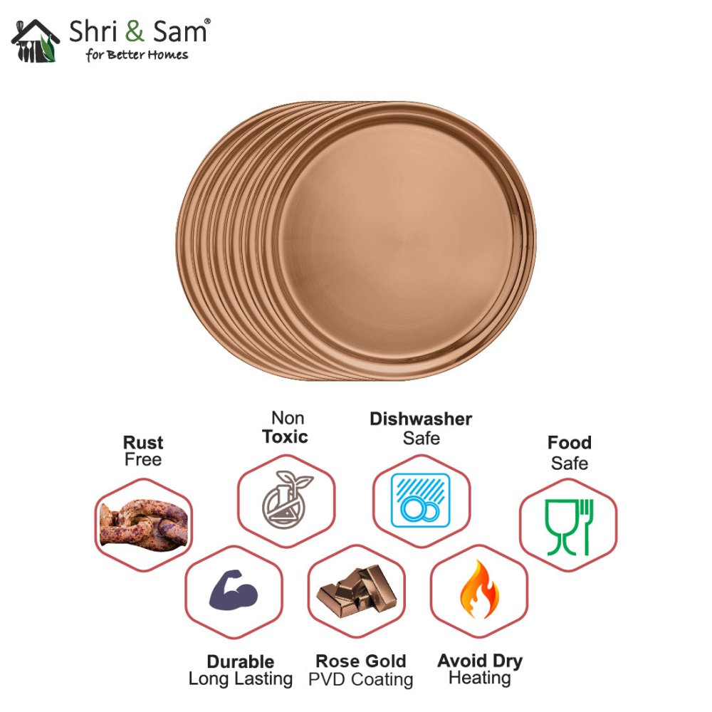 Stainless Steel 6 PCS Full Plate with Rose Gold PVD Coating Majestic