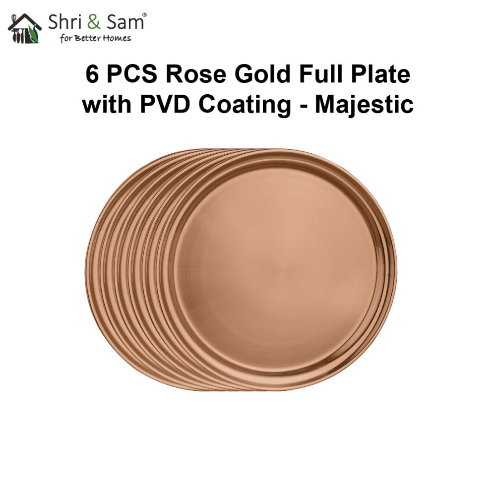 Stainless Steel 6 PCS Full Plate with Rose Gold PVD Coating Majestic