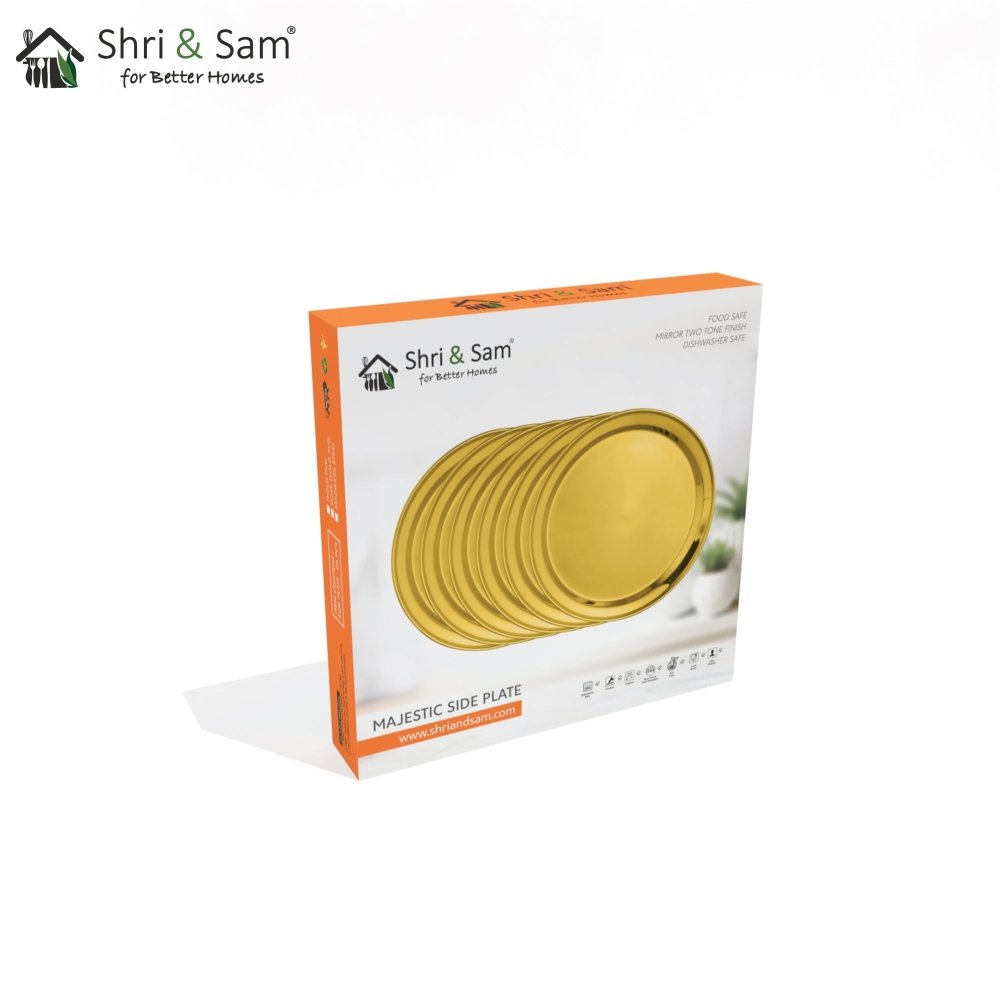 Stainless Steel 6 PCS Side Plate with Gold PVD Coating Majestic