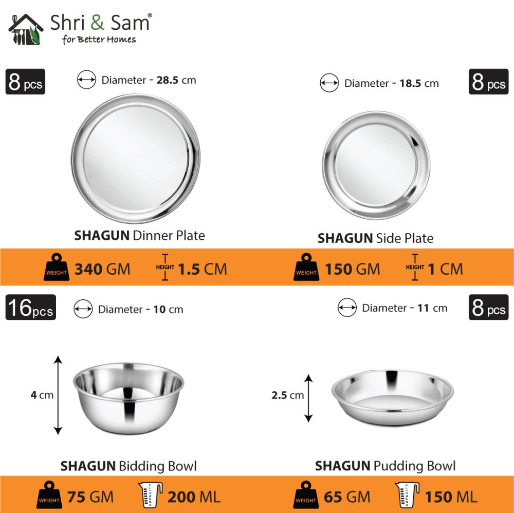 Stainless Steel 98 PCS Dinner set (8 People) Shagun