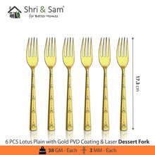 Stainless Steel Cutlery with Gold PVD Coating & Laser Lotus Plain