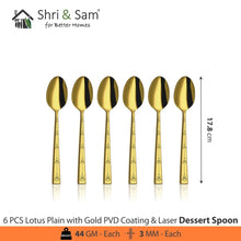 Stainless Steel Cutlery with Gold PVD Coating & Laser Lotus Plain