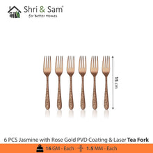 Stainless Steel Cutlery with Rose Gold PVD Coating & Laser Jasmine