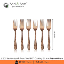 Stainless Steel Cutlery with Rose Gold PVD Coating & Laser Jasmine