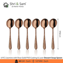 Stainless Steel Cutlery with Rose Gold PVD Coating & Laser Jasmine