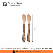 Stainless Steel Cutlery with Rose Gold PVD Coating & Laser Jasmine