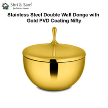 Stainless Steel Double Wall Donga with Gold PVD Coating Nifty