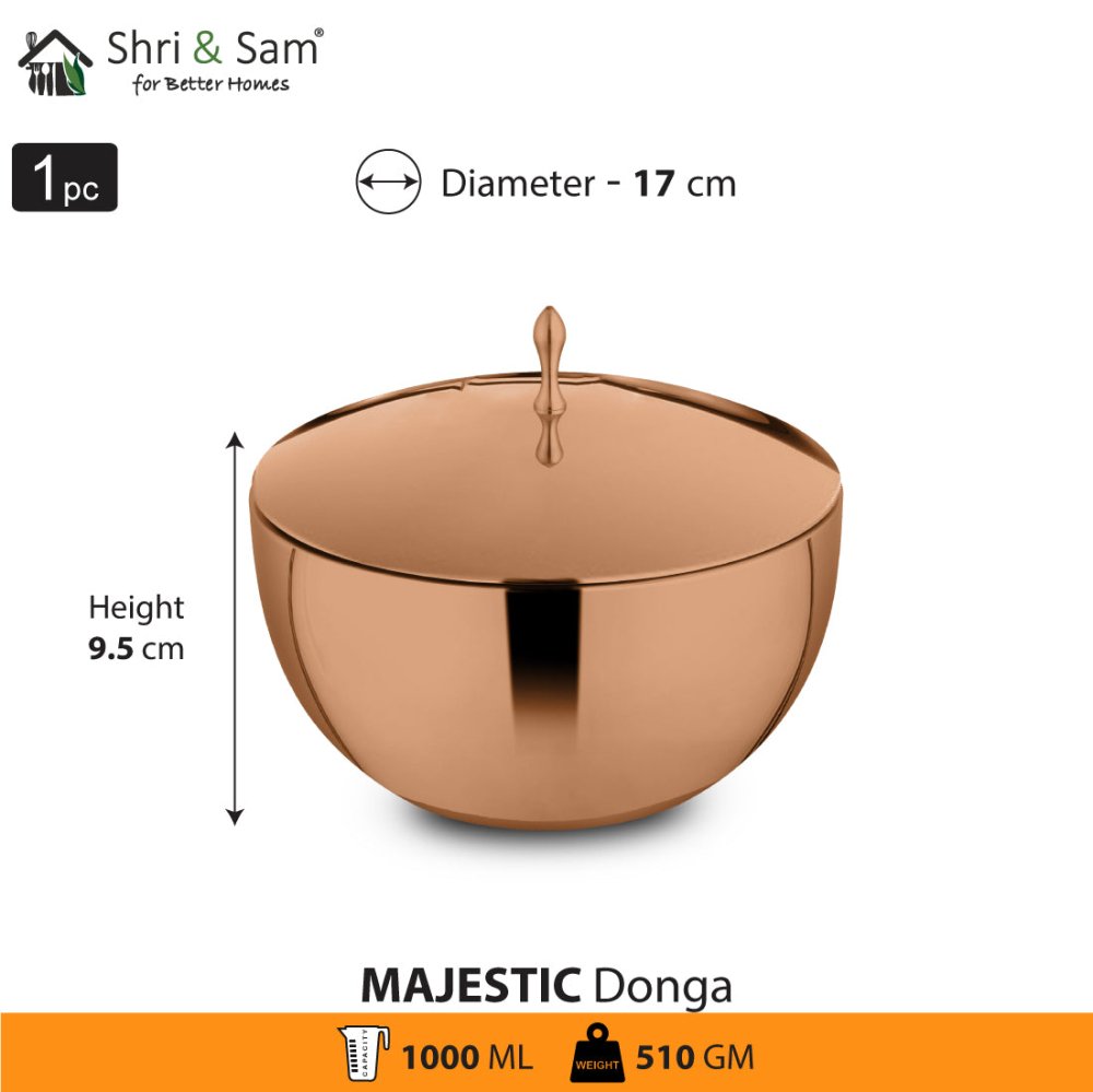 Stainless Steel Double Wall Donga with Rose Gold PVD Coating Majestic