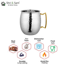 Stainless Steel Hammered Mug with Golden Handle Mule