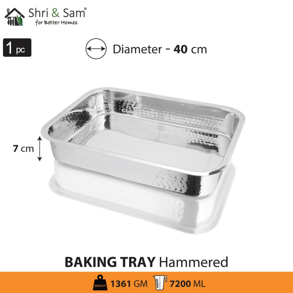Stainless Steel Hammered Rectangular Baking Tray