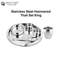 Stainless Steel Hammered Thali Set King