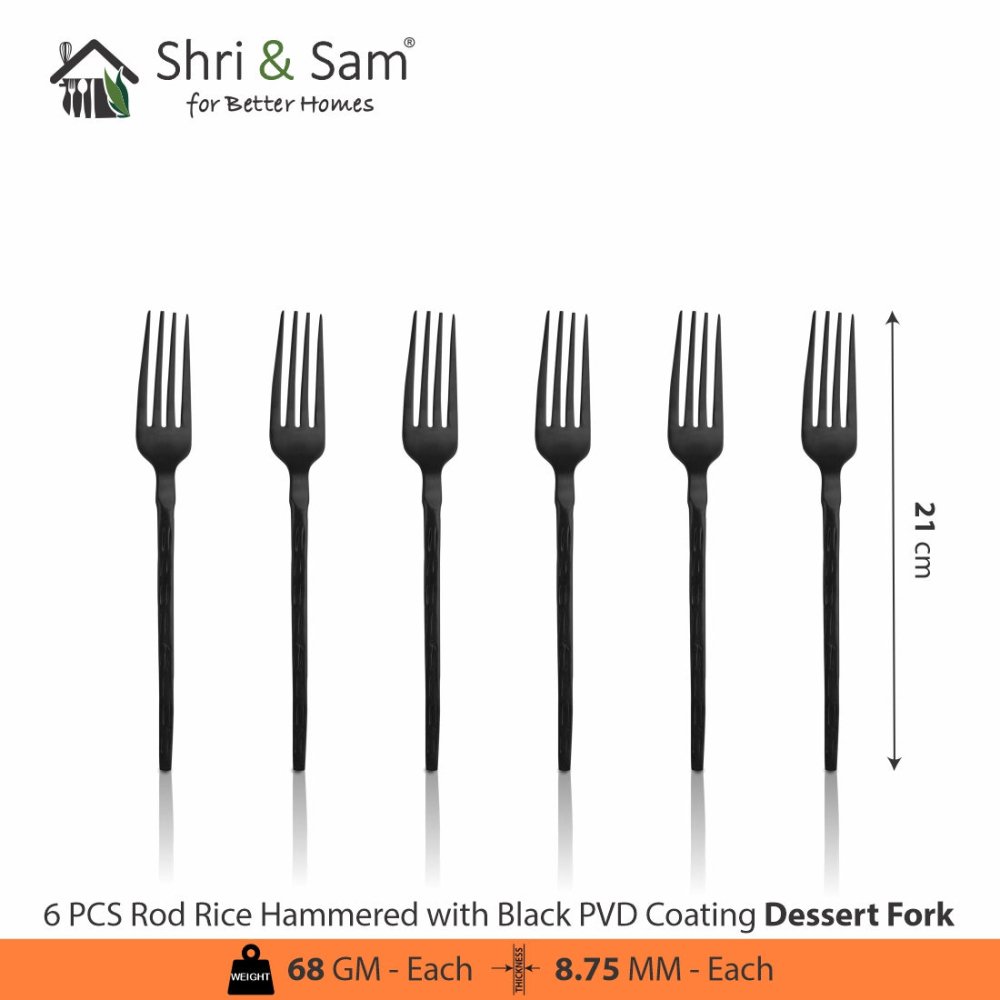 Stainless Steel Hand Crafted 24 PCS Cutlery Set with PVD Coating Rod Rice Hammered